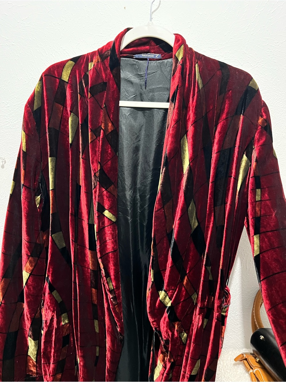 Georgina von Etzdorf Made in England Velvet Wrap Robe Vintage Size Medium - Picture 4 of 6